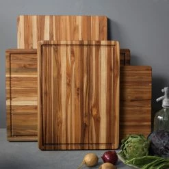 TeakHaus Edge Grain Cutting Board W/Hand Grip + Juice Canal (Rectangle) | 20" X 15" X 1.5" -Outlet Knife Accessories Store 01.1 traditional