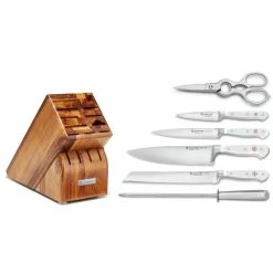 Wusthof Cutlery Wusthof Classic White 7-Piece Set | Acacia -Outlet Knife Accessories Store 1090270701 clw 7pcblockset comp