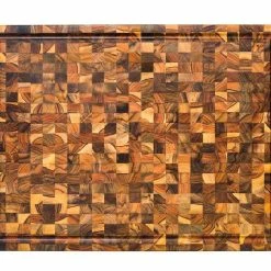 TeakHaus End Grain Carving Board W/Hand Grip + Juice Canal (Rectangle) | 24" X 18" X 1.5" -Outlet Knife Accessories Store 333 end grain cutting board w juice canal