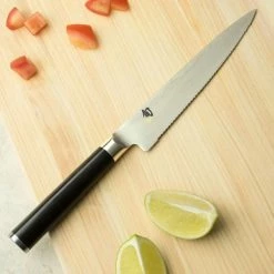 Shun Cutlery Shun Classic 6" Serrated Utility Knife -Outlet Knife Accessories Store dm0722 guac lifestyle1