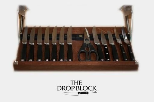 Drop Block Under Cabinet Knife Storage Rack - Small, Cherry 4 Drop Block Under Cabinet Knife Storage Rack - Small, Cherry - Image 2