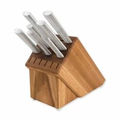 Rada Cutlery 8-Piece Essential Oak Block Set | Silver