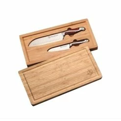 Hammer Stahl Cutlery Classic Collection 2-Piece Santoku Knife Set & Bamboo Cutting Board Case