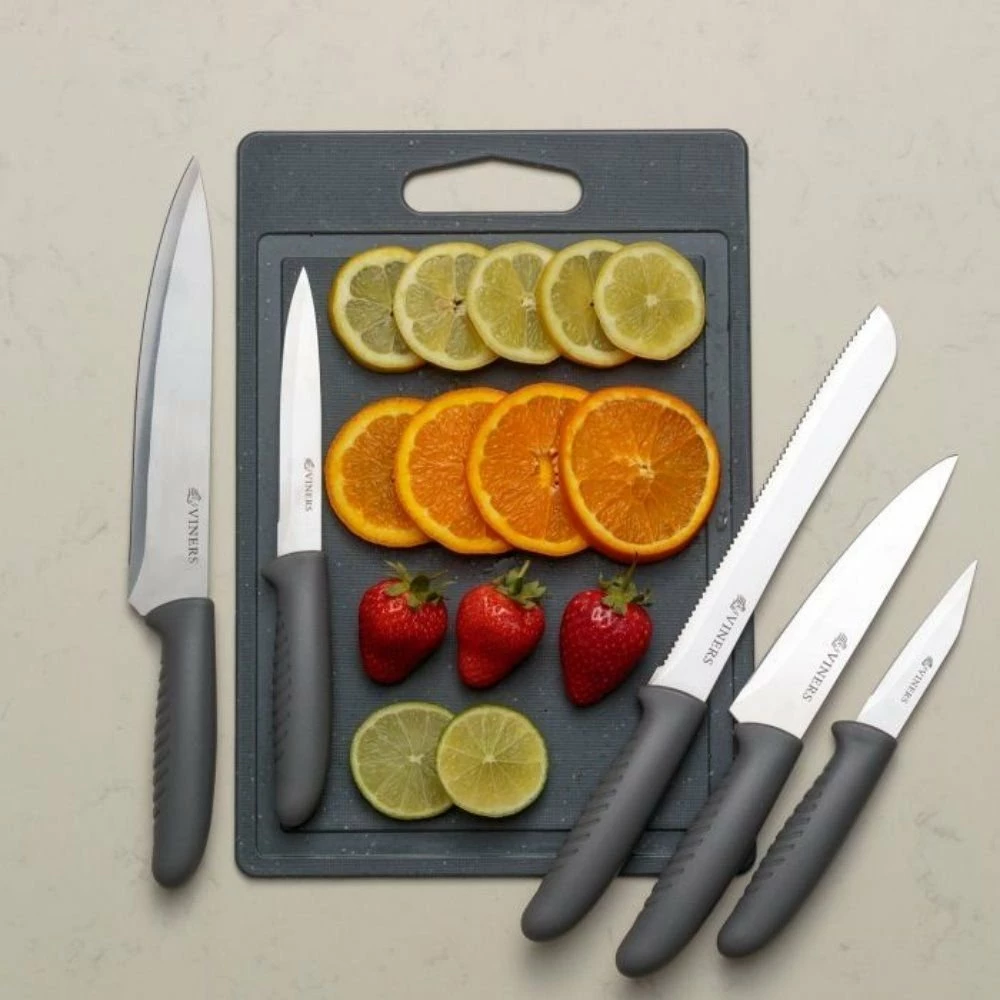 Viners 5-Piece Knife & Chopping Board Set | Speckle 4 Viners 5-Piece Knife & Chopping Board Set | Speckle - Image 2