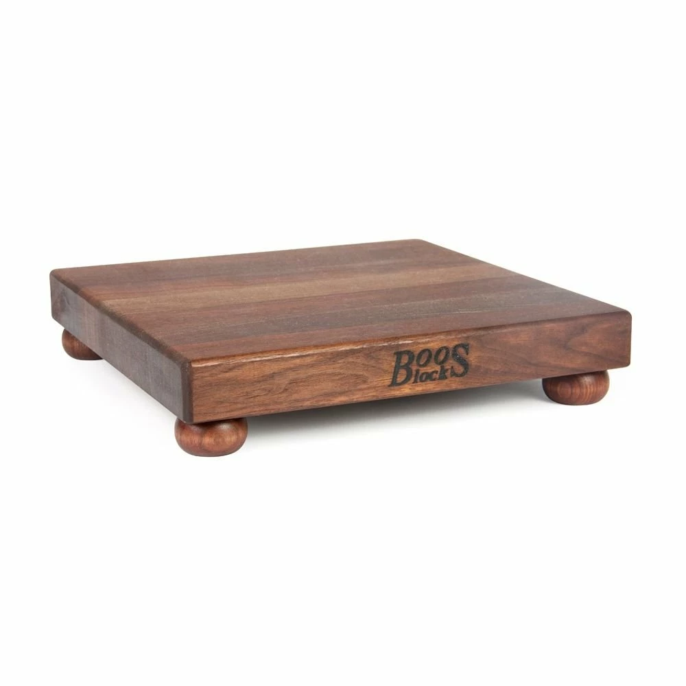 John Boos Walnut Cutting Board With Wooden Bun Feet - 12" 3 John Boos Walnut Cutting Board With Wooden Bun Feet - 12"